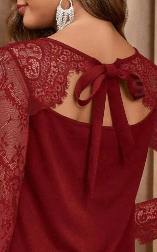 Abito elegante con pizzo a contrasto, ampio, midi